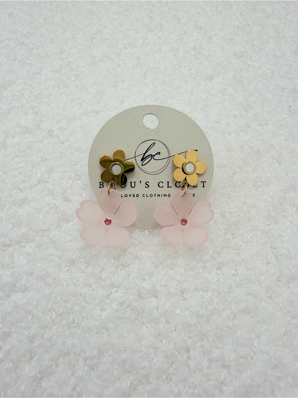BC Pink Flower Drop Earrings for Kids